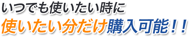 いつでも使いたい時に使いたい分だけ購入可能！！